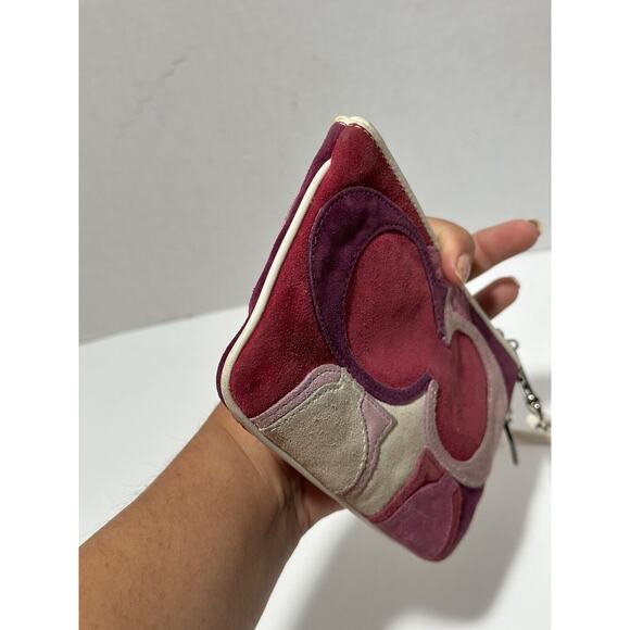 Coach Ltd Ed Op Art Multicolor Suede Leather Zipper Closure Wristlet Wallet - Picture 12 of 13